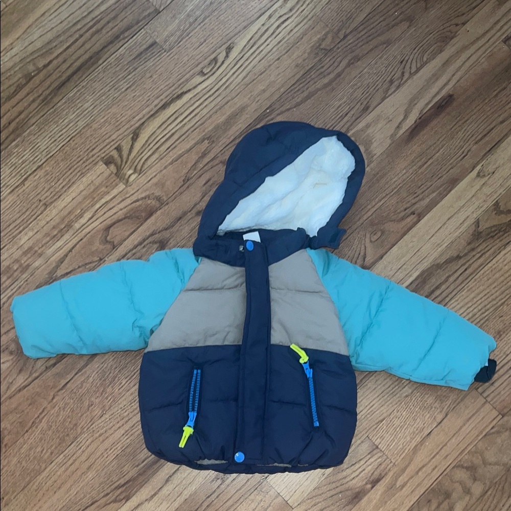 H&M Colorblock Hooded Puffer Jacket 6m